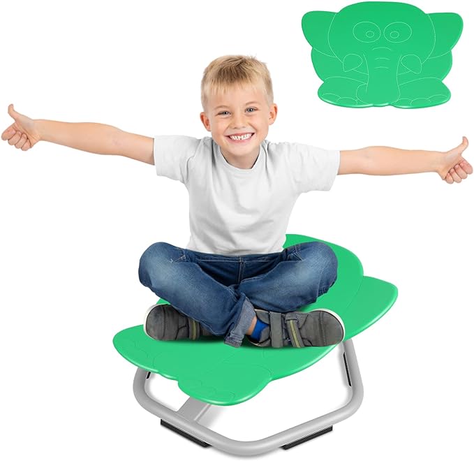 Elephant Kids Swivel Chair, Seat and Spinning Chair, Body Coordination Training Chair, Green Non Slip Sensory Toys 360° Spinning Chair for Autistic Kids Aged 3+, Improving Toddler's Physical Fitness