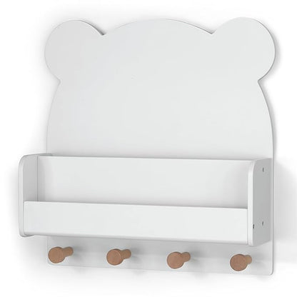 Delta Children babyGap Tate 4-in-1 Convertible Crib + Brannan Bear Bookcase with Bins + Brannan Bear Wall Shelf with 4 Hooks, Bianca White/Natural (Bundle)