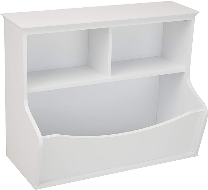 Amazon Basics Children's Multi-Functional 3 Shelf Bookcase and Toy Storage Bin, White, 14.84" D x 31.25" W x 24.56" H