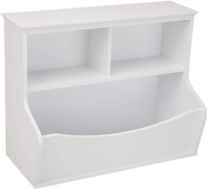 Amazon Basics Children's Multi-Functional 3 Shelf Bookcase and Toy Storage Bin, White, 14.84" D x 31.25" W x 24.56" H