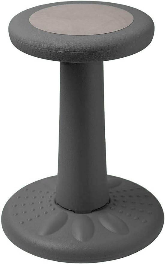 Studico ActiveChairs Kids Wobble Stool, Flexible Classroom Seating improves Focus, Posture & Helps ADHD/ADD. Get The Wiggles out Active Fidget Desk Chairs, Pre-Teen 17.75" Chair, Ages 7-12, Grey