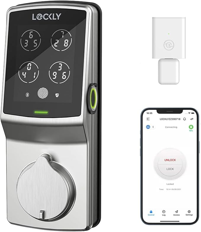 Lockly Secure Pro Wi-Fi Smart Door Lock, Keyless Entry with PIN Genie® Digital Keypad, 3D Biometric Fingerprint Sensor Front Door Lock Deadbolt, Voice Control & Auto Lock - Deadbolt Edition