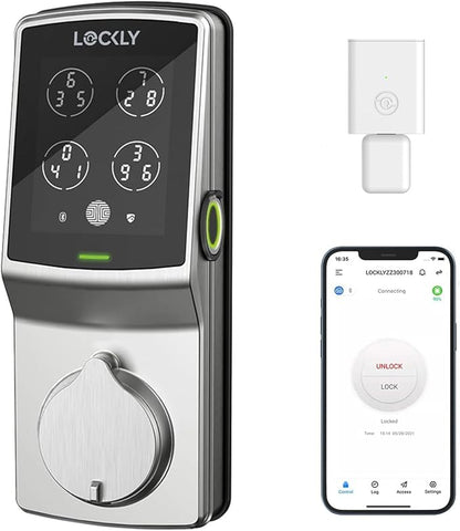 Lockly Secure Pro Wi-Fi Smart Door Lock, Keyless Entry with PIN Genie® Digital Keypad, 3D Biometric Fingerprint Sensor Front Door Lock Deadbolt, Voice Control & Auto Lock - Deadbolt Edition