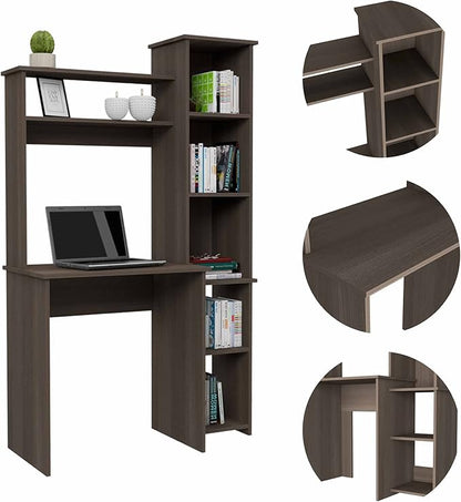 NicBex Laik-DW-00077-DX Desks, 38.7" W x 17.8" D x 63.9" H, Brown