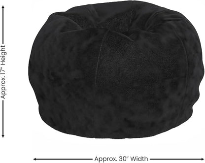 Flash Furniture Dillon Small Black Furry Bean Bag Chair for Kids and Teens