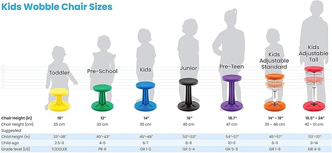 Kore Kids Preschool Wobble Chair - Flexible Seating Stool for Classroom, Preschool, Kindergarten & Elementary School - Age 4-5 yrs, Blue (12in)