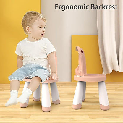 Kids Plastic Chair, Durable and Lightweight Kids Chair,11" H Seat, Indoor or Outdoor Use for Toddlers Boys Girls Birthday Gifts (Pink)