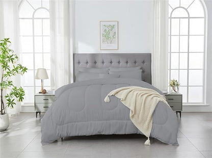 3 Piece Solid Color All Season Bedding Comforter Set Microfiber Soft Lightweight Bedding Set for Kids Teens Adults Room Decor with 1 Comforter and 2 Pillowcases Full