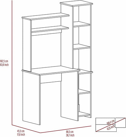 NicBex Laik-DW-00076-DX Desks, 38.7" W x 17.8" D x 63.9" H, White