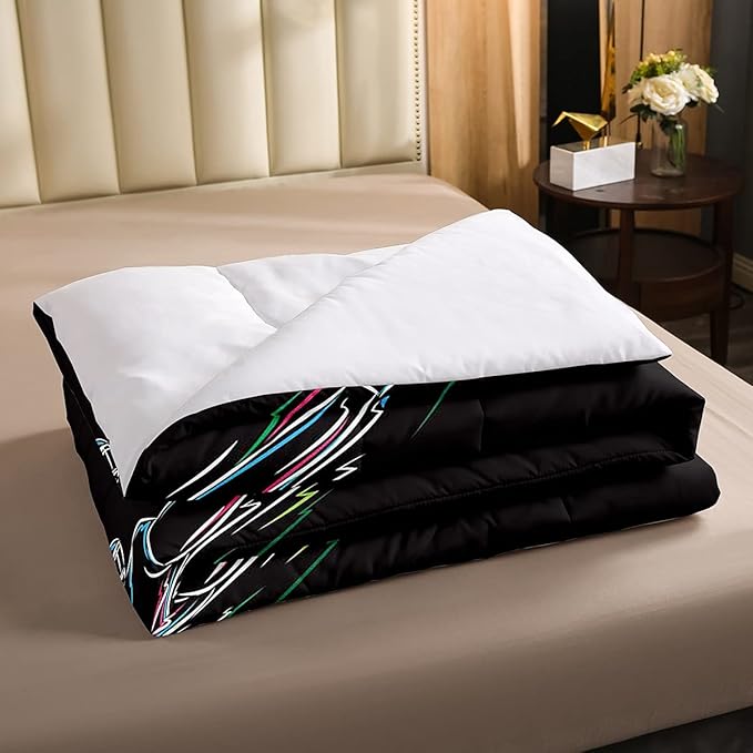 Erosebridal Boys Football Bedding Set Queen Size American Rugby Comforter Set For Kids Teen Men Bedroom Dorm Decor Sketch Football Athlete Comforter Ball Sports Quilt Duvet Insert 2 Pillow Cases Black