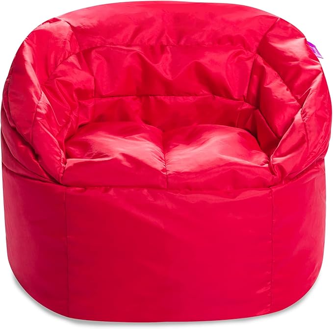Posh Creations Structured Comfy Seat for Playrooms and Bedrooms, Large Bean Bag Chair, Sonoma Lounger, Red