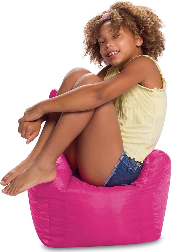 Posh Creations Bean Bag Structured Seat for Toddlers and Kids, Comfy Chair for Children, Pasadena, Pink