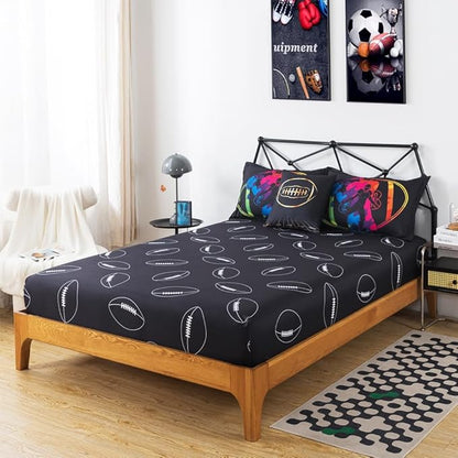 ADASMILE A & S Football Comforter Set Twin for Boys Kids American Football Bedding Set Sports Football Player Comforter with Football Sheets Twin Bed in A Bag Rugby Comforter Sets for Kids Home Decor
