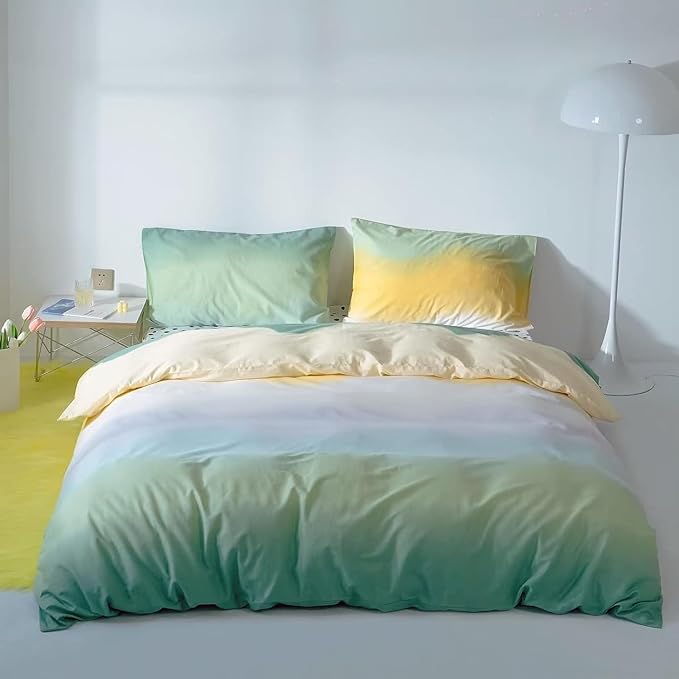Green Rainbow Comforter Set, 3PCs Cal King, Lightweight Breathable Cotton Blanket Quilt, All Season, Ideal Gift, Durable, Easy Care
