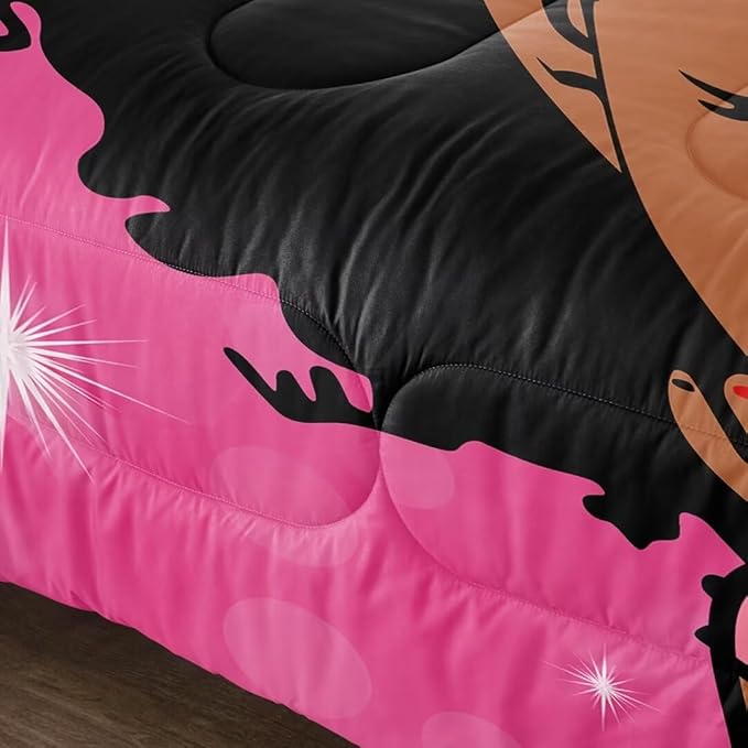 Black Girl Comforter Set Queen for Kids Teens,Black Girl Magic Bedding Set,African American Girl Inspirational Quotes Comforter Set,Black Princess Bed Bedroom Set
