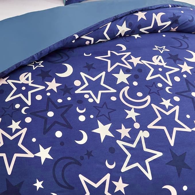 Feelyou Galaxy Glow in The Dark Comforter Set for Girls Kids Queen Purple Universe Starry Night Bedding Set Super Soft Outer Space Stars Moon Comforter Girl Bedroom Glow Decor Bedding Quilted Duvet