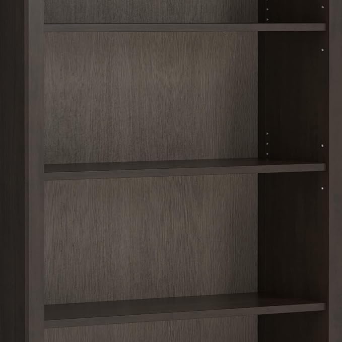 SIMPLIHOME Amherst SOLID WOOD Transitional 5 Shelf Bookcase for The Living, Study Room and Office, 36 inch, Hickory Brown