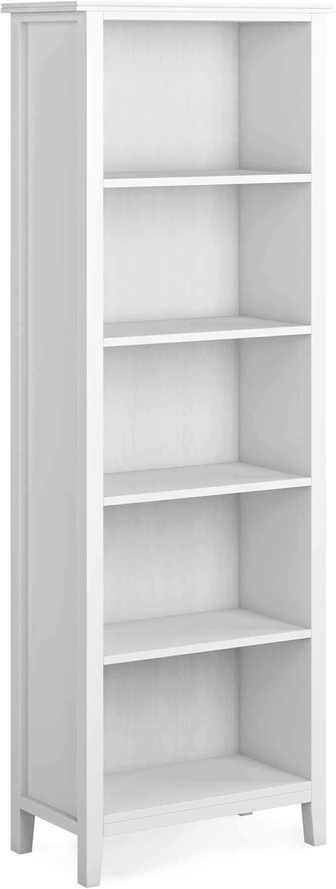 SIMPLIHOME Artisan SOLID WOOD 26 Inch Contemporary 5 Shelf Bookcase in White, For the Living Room, Study Room and Office