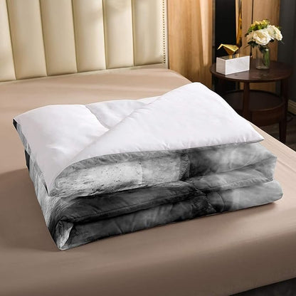 Erosebridal Skull Comforter Set King, Halloween Down Comforter, Gothic Fog Smoke Skull Skeleton Quilted Duvet, Grey Bedding Comforters for Young Man Boy Teens, Room Decorative, Soft Duvet Insert