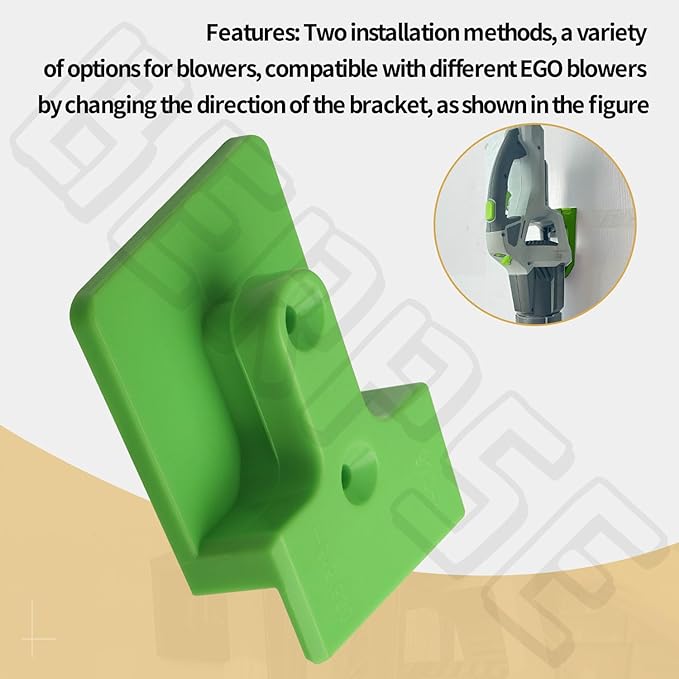 Blower Wall Mount/Mounting Bracket for EGO 530CFM 615/650CFM Leaf Blower, Suitable for Two Different Types of Blowers, Does Not Fit 765 CFM Vane Blower Models, W/Screws, Green