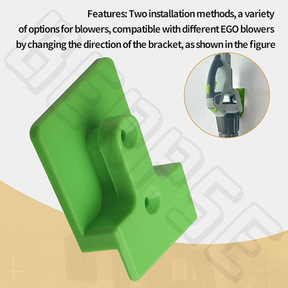 Blower Wall Mount/Mounting Bracket for EGO 530CFM 615/650CFM Leaf Blower, Suitable for Two Different Types of Blowers, Does Not Fit 765 CFM Vane Blower Models, W/Screws, Green
