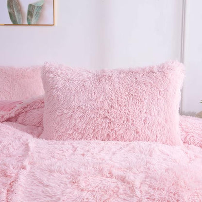 Faux Fur Kids Girls Light Pink Comforter Sets King - 3PC Bed Set Warm Comfortable Soft Plush Flannel Velvet Fluffy Fuzzy Bedding（Comforter x 1 Pillowcases x 2）