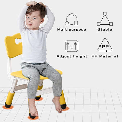 Adjustable Kid Chairs Indoor 3 Level Adjustable Suitable for Children Age 2-6. Maximum load-bearing 220LBS Suitable for Family Classroom and Nursery Child Seat Set (2-Pack) (Yellow(2 Chair))
