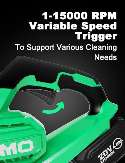 KIMO Cordless Leaf Blower - 200 CFM 170 MPH Battery-Operated Blower for Blowing Leaves, Snow Debris and Dust, 20V Electric Leaf Blower with 4.0Ah Battery and Charger for Yard| Patio| House |Jobsite