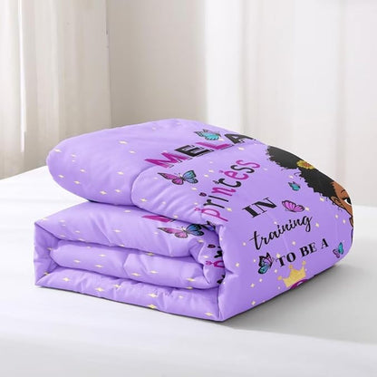 Black Girl Comforter Set Queen for Kids,Black Girl Magic Bedding Set,African American Girl Inspirational Quotes Comforter Set,Black Princess Bed Bedroom Set