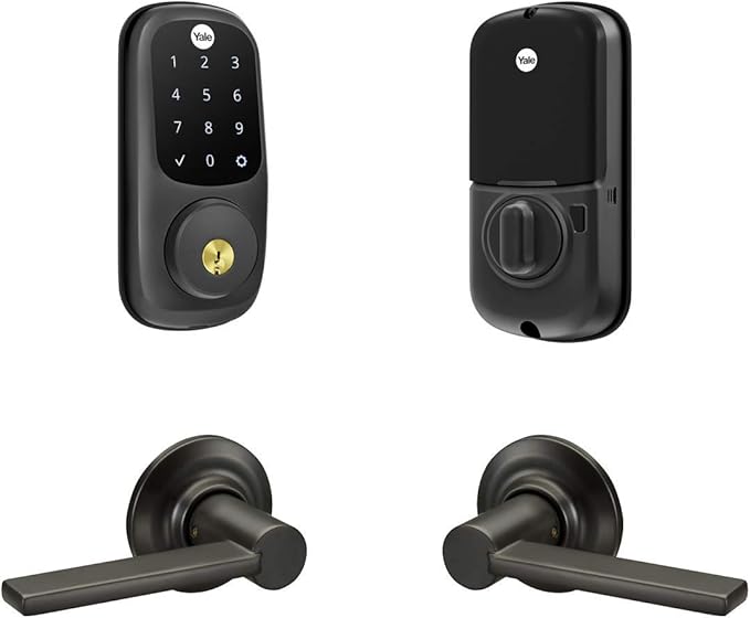 Yale Security Assure Lock Touchscreen with Z-Wave with Ridgefield Handleset - Works with Ring Alarm, Samsung SmartThings, Wink, ADT and More, Black