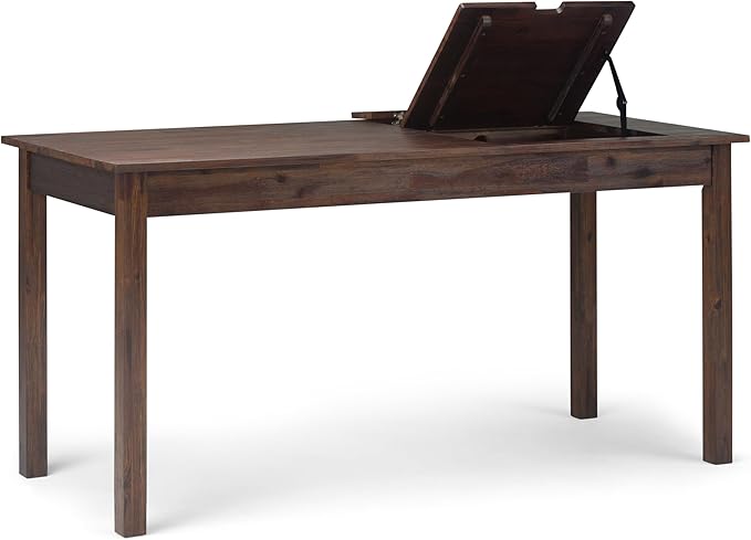 SIMPLIHOME Monroe SOLID WOOD Rustic 60 inch Home Office Desk, Writing Table, Workstation, Study Table Furniture in Distressed Charcoal Brown