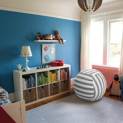 Wekapo Stuffed Animal Storage Bean Bag Chair Cover for Kids | Stuffable Zipper Beanbag for Organizing Children Plush Toys Large Premium Cotton Canvas (Gray, XX-Large)