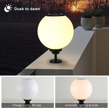 Solar Outdoor Column Lights - Aluminum Fence Pedestal Post Lamp Outdoor Vintage LED Globe Pillar Lights, IP65 Waterproof External Landscape Street Lighting Fixtures