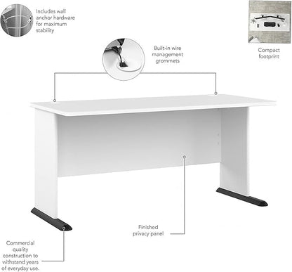 Bush Business Furniture Studio A 60-inch W Computer Desk, White (SDD160WH)