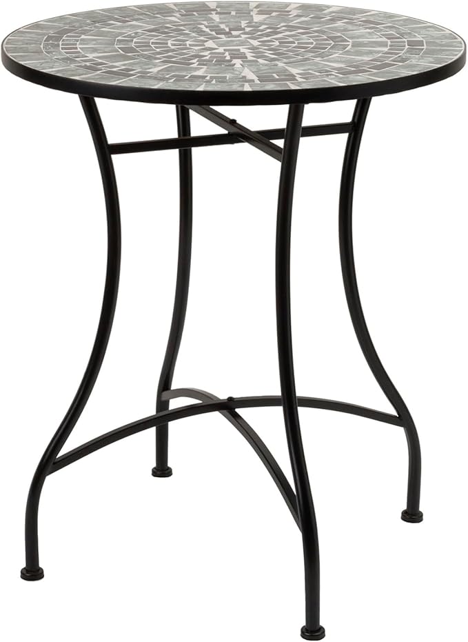Alpine Corporation Alpine Marbled Glass Mosaic Bistro Set, Onesize, Black/Gray