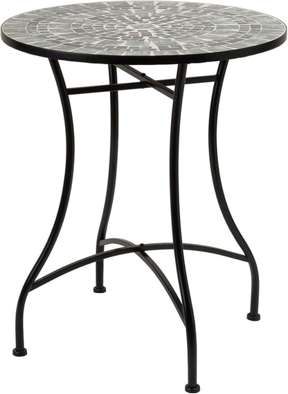 Alpine Corporation Alpine Marbled Glass Mosaic Bistro Set, Onesize, Black/Gray