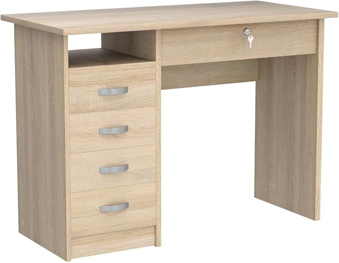 Tvilum, Oak Structure Walden Desk with 5 Drawers
