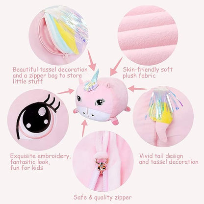 Girls Unicorn Bean Bag Chair Pink, Stuffed Animal Storage Organizer for Kids Room Decor, Extra Large Size, Velvet Super Soft Cover Only
