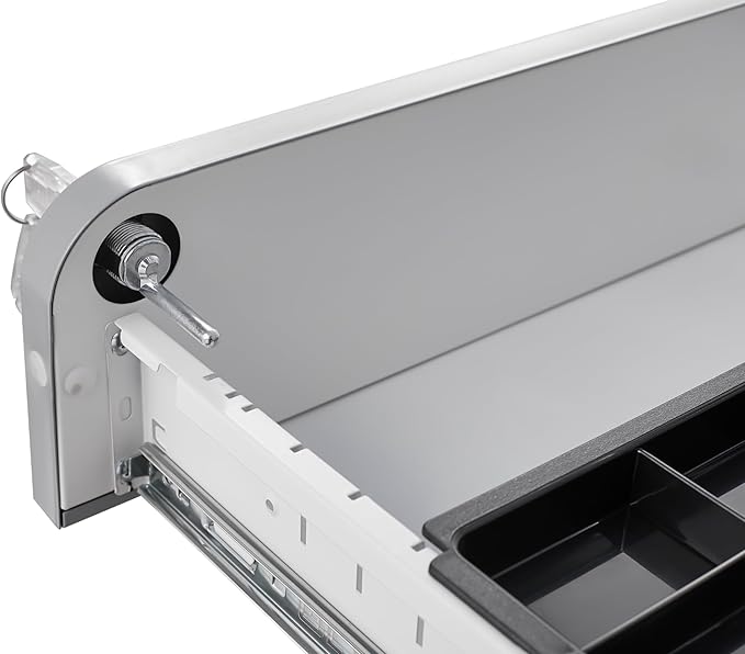 3 Drawer Mobile Desk Office with Lock and Wheels,Versatile Storage Cabinets w/Anti-Tilting Cold Rolled Steel Waterproof Moisture-Proof,for Legal/Letter/A4 Files,White+Gray