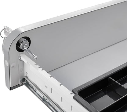 3 Drawer Mobile Desk Office with Lock and Wheels,Versatile Storage Cabinets w/Anti-Tilting Cold Rolled Steel Waterproof Moisture-Proof,for Legal/Letter/A4 Files,White+Gray