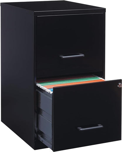 Lorell 14341 18 Deep 2-Drawer File Cabinet, Black