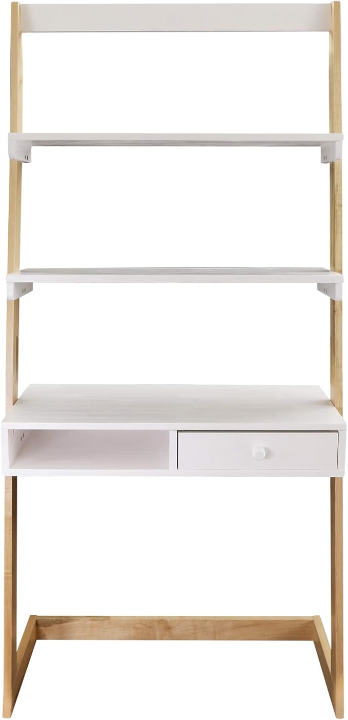 American Trails Freestanding Ladder Desk With Drawer, Natural Maple/White