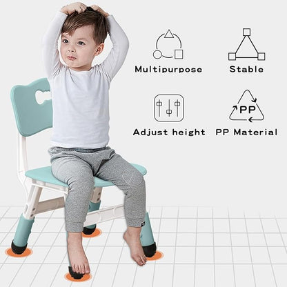 Adjustable Kid Chairs Indoor 3 Level Adjustable Suitable for Children Age 2-6. Maximum load-bearing 220LBS Suitable for Family Classroom and Nursery Child Seat Set (2-Pack-Ink Blue)
