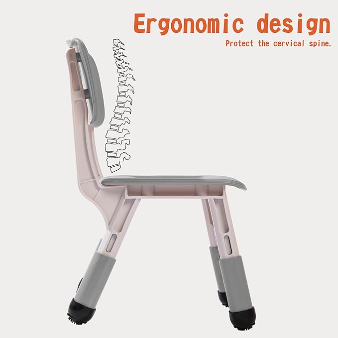 Kids' Desk Chairs Adjustable Height is Suitable for Children's Chairs Used in Families, Schools and Day-Care Between 2-10 Years Old The Max Bearing Capacity is 220LB(5PCS-Beige)