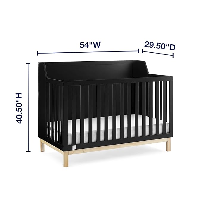 babyGap by Delta Children Oxford 6-in-1 Convertible Crib TrueSleep 2-Stage Deluxe Crib and Toddler Mattress (Bundle), Ebony/Natural