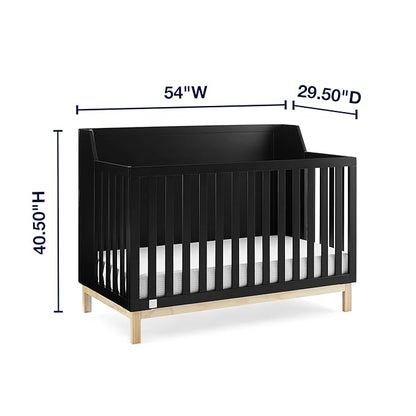 babyGap by Delta Children Oxford 6-in-1 Convertible Crib TrueSleep 2-Stage Deluxe Crib and Toddler Mattress (Bundle), Ebony/Natural