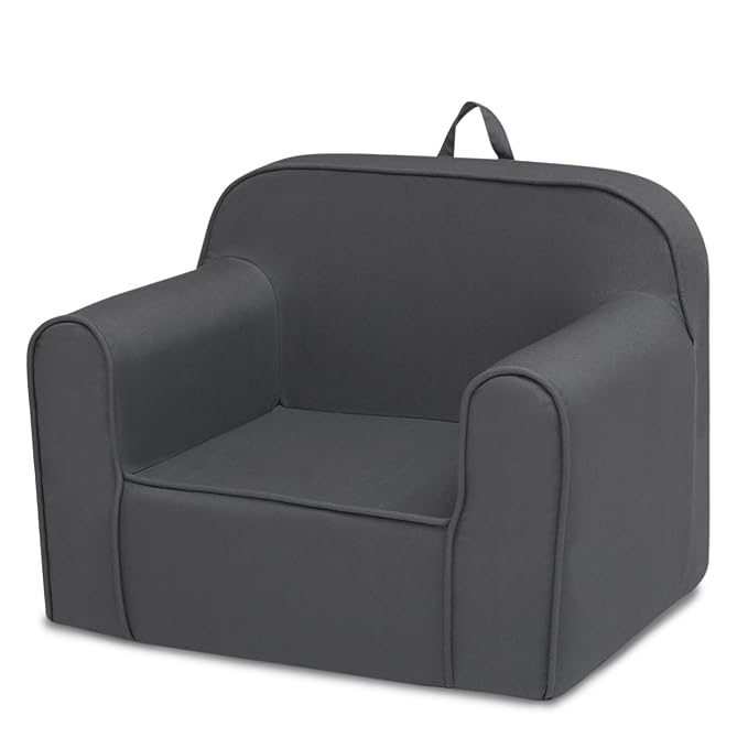Delta Children Cozee Chair for Kids for Ages 18 Months and Up, Dark Grey