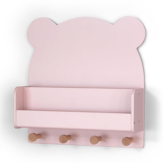 Delta Children babyGap Graham 4-in-1 Convertible Crib with Storage Drawer + Brannan Bear Bookcase with Bins + Brannan Bear Wall Shelf with 4 Hooks, Blush Pink/Dark Pink (Bundle)