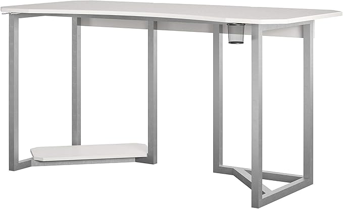 Quest Gaming Desk with CPU Stand, White