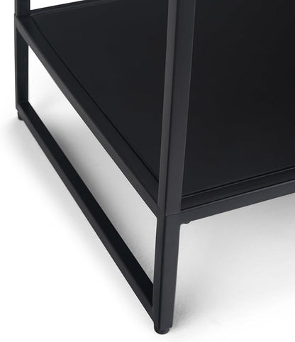 SIMPLIHOME Garner 47 inch Wide Metal Tray Top Console Sofa Entryway Table in Black, for the Living Room, Entryway and Bedroom